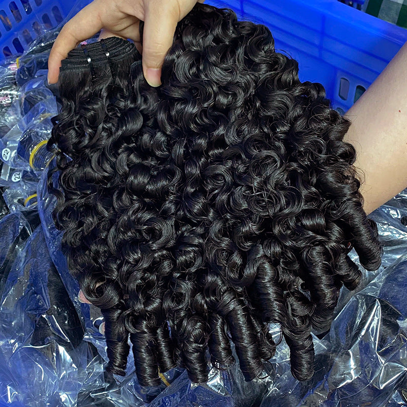 Wig Human Hair France Curly Bundles French Curly Hair Curtain Cross-Border Female Wig Hair Wig