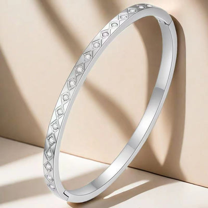 Cross-border Stainless Steel Bracelet Women's High-grade Electroplated Circle Bracelet Diamond Light Luxury Titanium Steel Fashion Jewelry