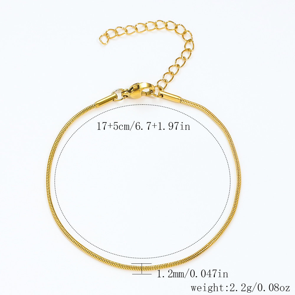 Stainless Steel Bracelet 18K Gold Vacuum Plating Furnace Versatile Simple Everyday Basic Bracelet Color-Preserving Jewelry