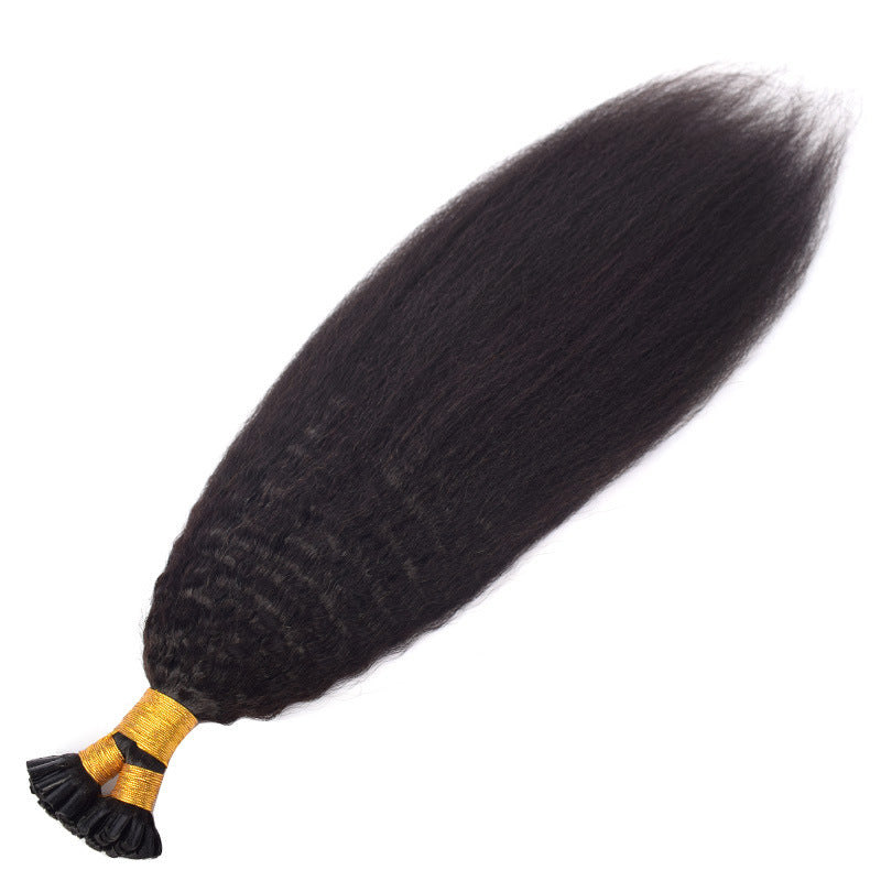 Customized Black Long Straight Wig Human Hair Seamless Hair Extensions U-Tip Hair Natural Color Nail Hair Extensions