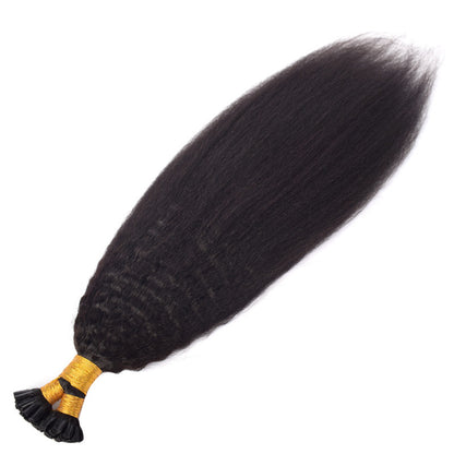 Customized Black Long Straight Wig Human Hair Seamless Hair Extensions U-Tip Hair Natural Color Nail Hair Extensions