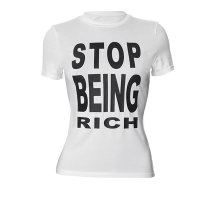 K24TP152 European and American Y2K style women's summer new fashion letter printing round neck short sleeve hot girl T-shirt top