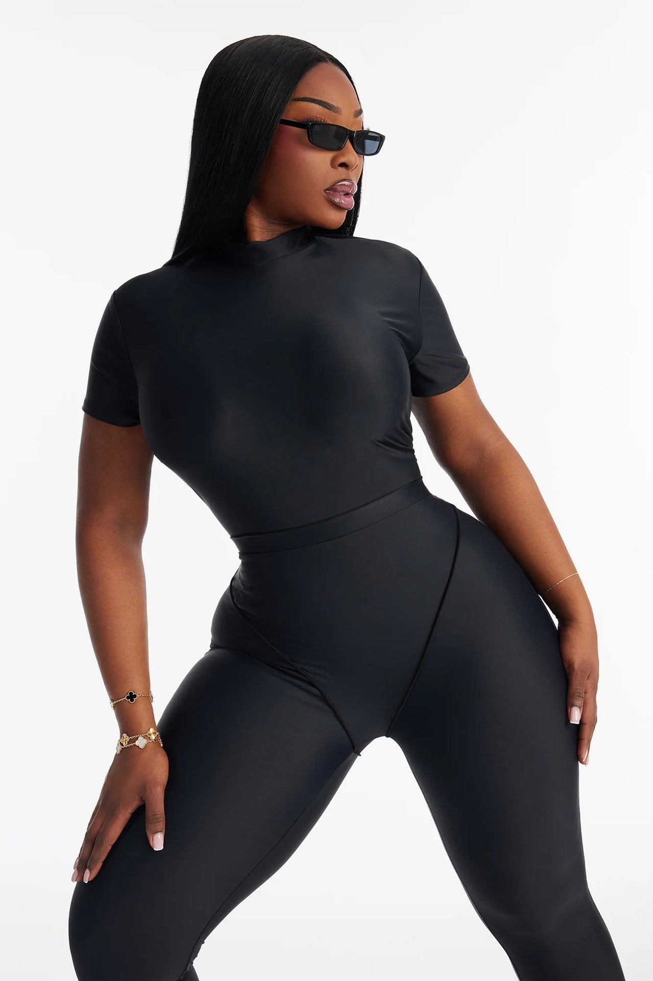 European and American New Cross-Border Fashion Ins Slim Sexy Yoga Sports Short-Sleeved Tops T-Shirt Pants Stretch Suit for Women