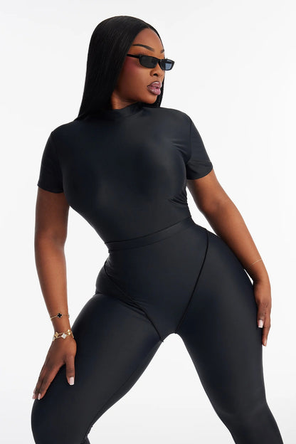 European and American New Cross-Border Fashion Ins Slim Sexy Yoga Sports Short-Sleeved Tops T-Shirt Pants Stretch Suit for Women