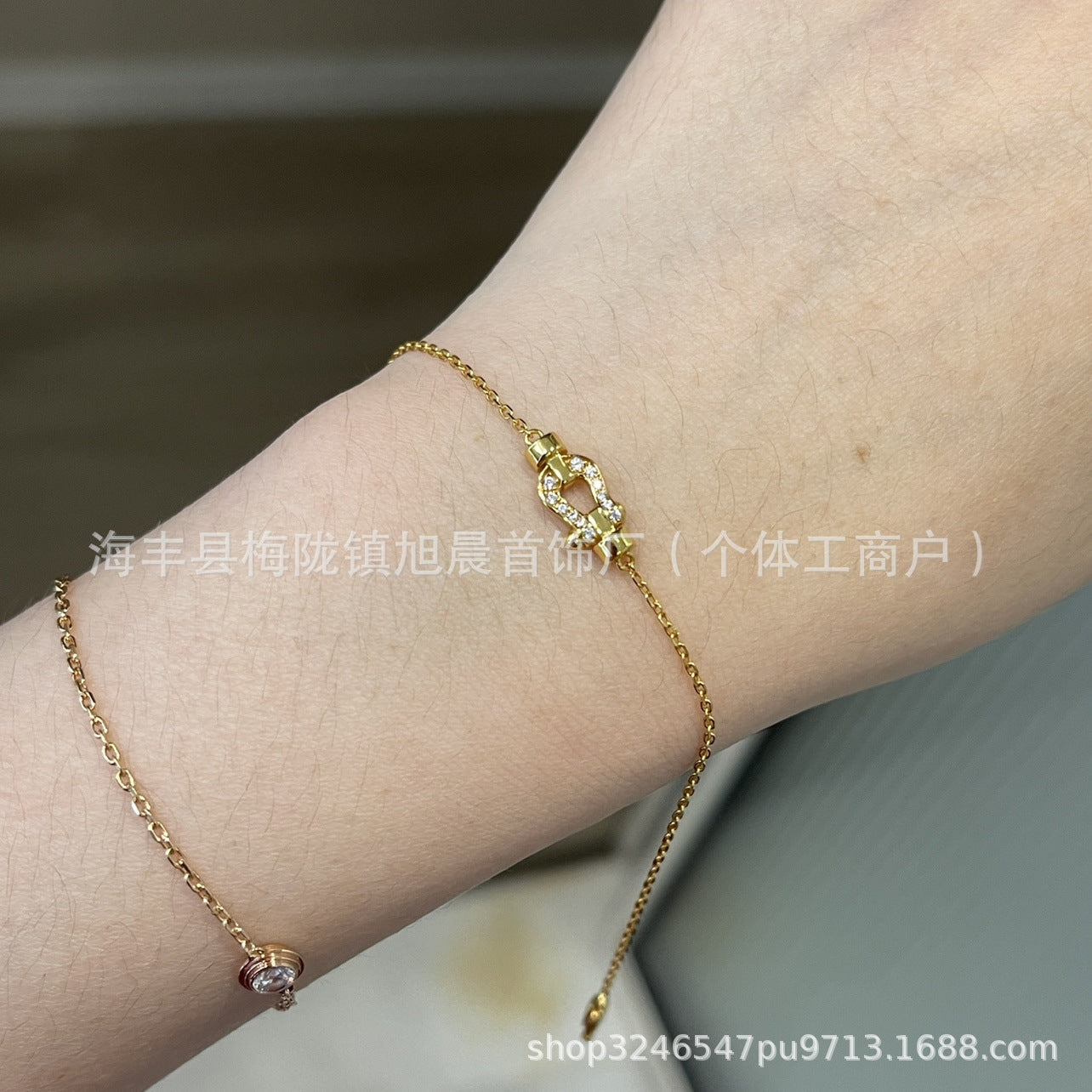 Fred Horseshoe Mini small size Full of Diamond Gifts Ins Lucky Small Bracelet Nautical Buckle Bracelet Necklace