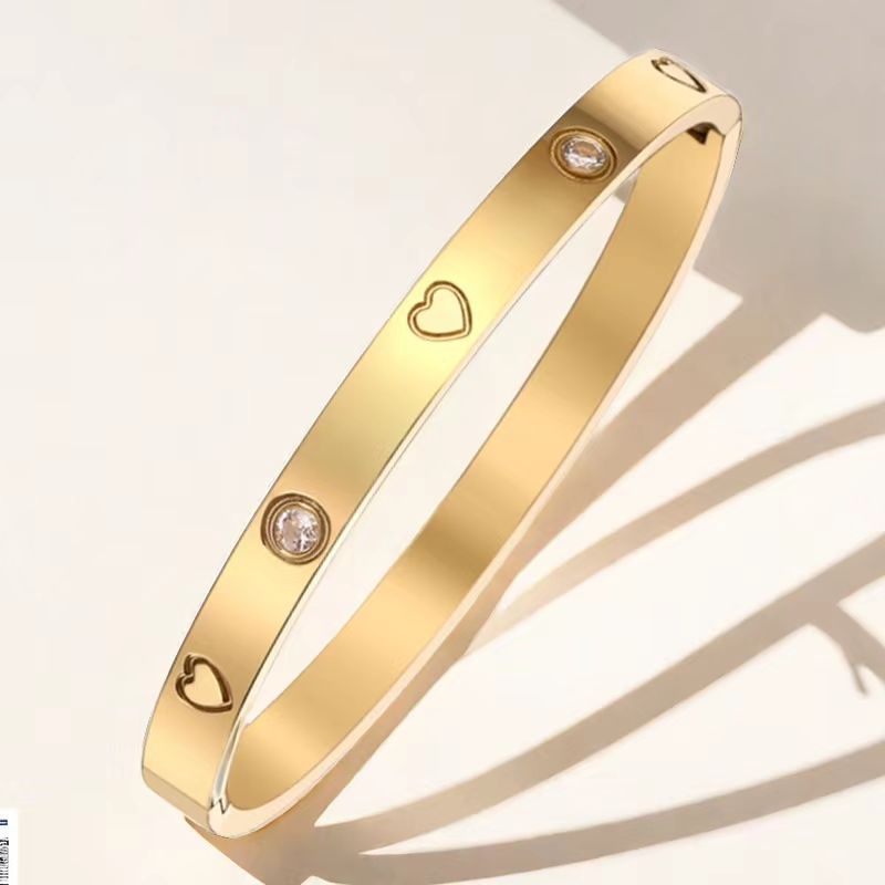 Cross-border Stainless Steel Bracelet Women's High-grade Electroplated Circle Bracelet Diamond Light Luxury Titanium Steel Fashion Jewelry