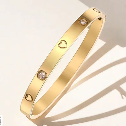 Cross-border Stainless Steel Bracelet Women's High-grade Electroplated Circle Bracelet Diamond Light Luxury Titanium Steel Fashion Jewelry