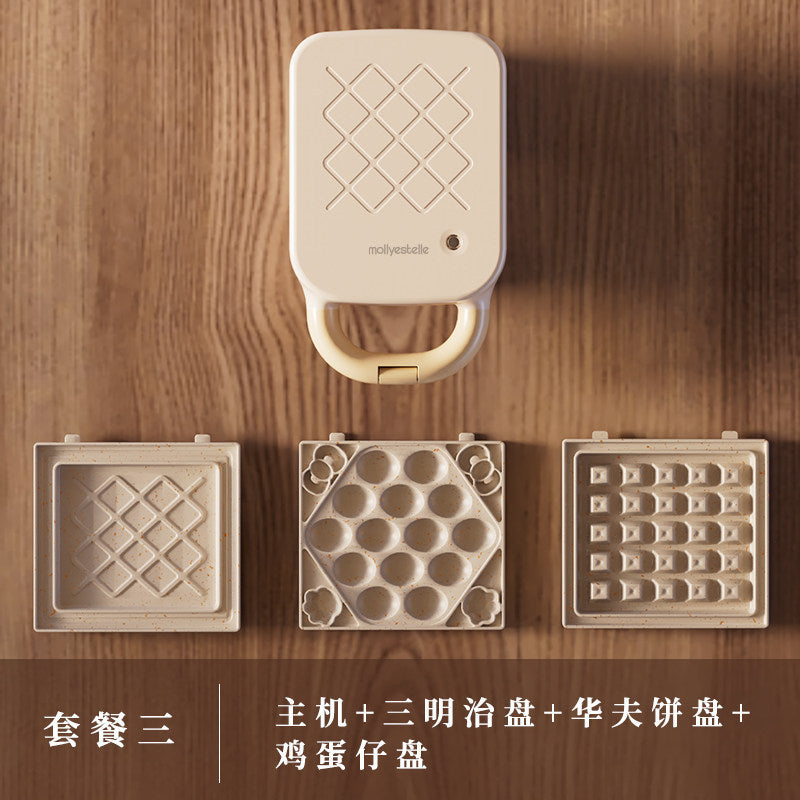 Mollyestelle Sandwich Breakfast Machine Edge Pressing Multi-Function Household Small Toast Waffle Toaster