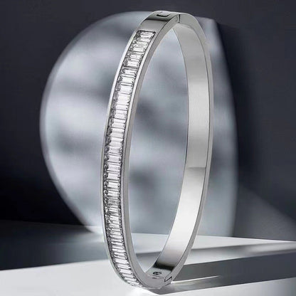 Cross-border Stainless Steel Bracelet Women's High-grade Electroplated Circle Bracelet Diamond Light Luxury Titanium Steel Fashion Jewelry