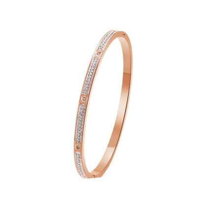 Cross-border Stainless Steel Bracelet Women's High-grade Electroplated Circle Bracelet Diamond Light Luxury Titanium Steel Fashion Jewelry