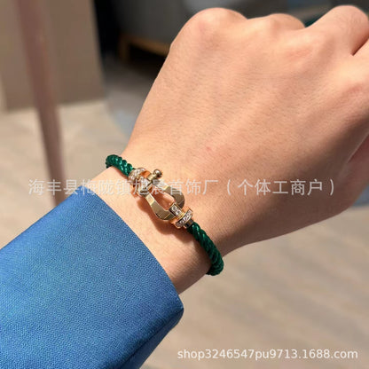 New Trendy Ins Black Samurai Black Couple's Year Horseshoe Buckle Steel Rope Bracelet Bracelet Men's Bracelet