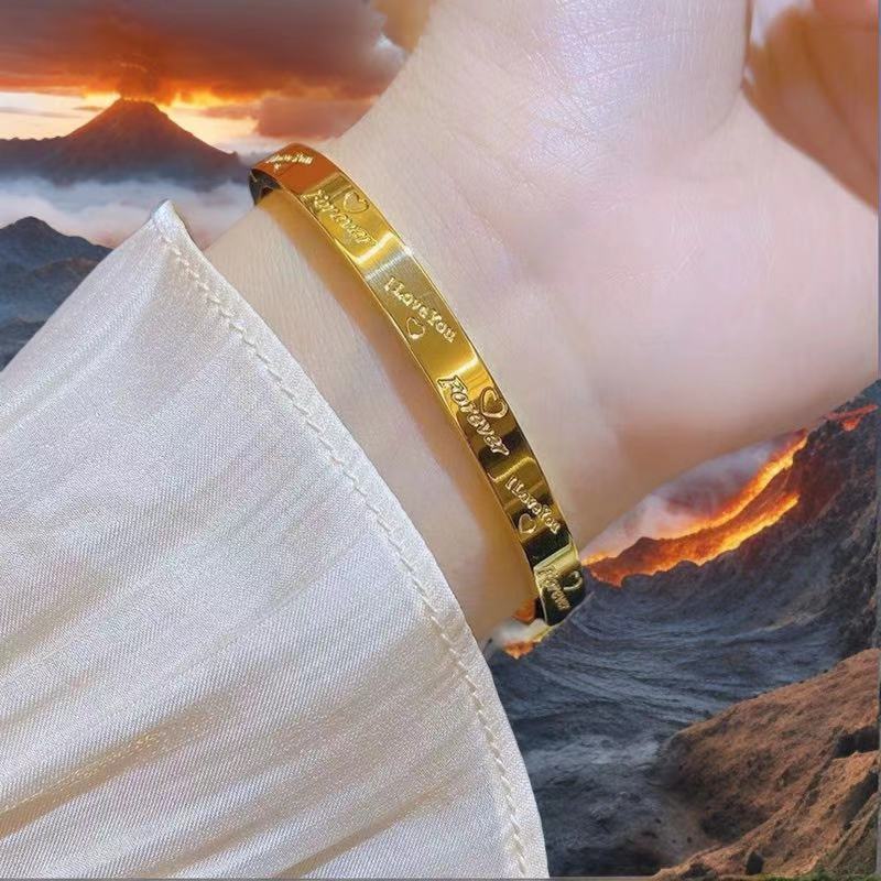 Cross-border Stainless Steel Bracelet Women's High-grade Electroplated Circle Bracelet Diamond Light Luxury Titanium Steel Fashion Jewelry