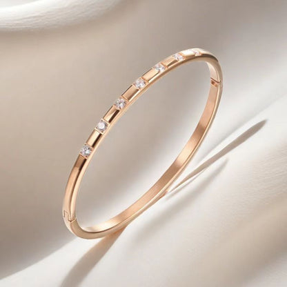 Cross-border Stainless Steel Bracelet Women's High-grade Electroplated Circle Bracelet Diamond Light Luxury Titanium Steel Fashion Jewelry