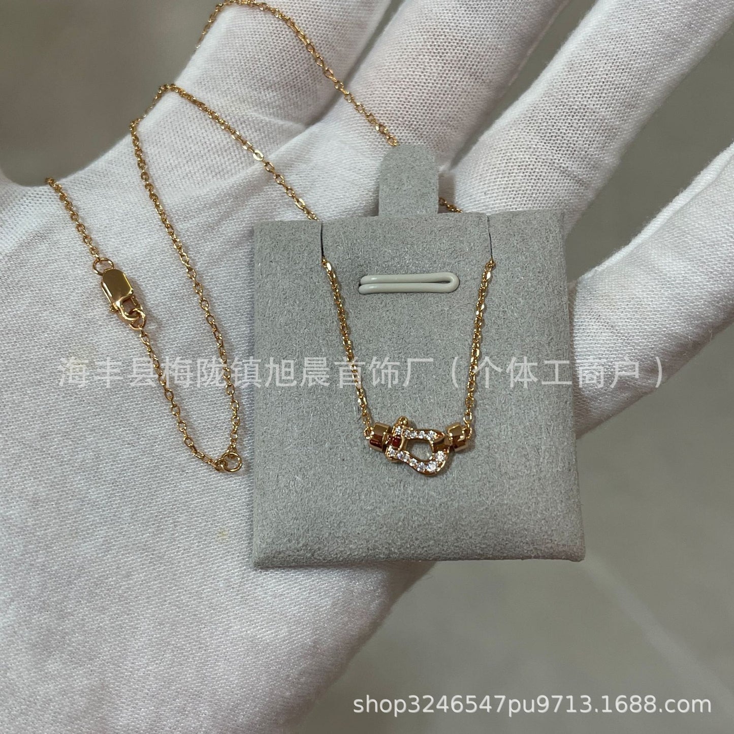 Fred Horseshoe Mini small size Full of Diamond Gifts Ins Lucky Small Bracelet Nautical Buckle Bracelet Necklace
