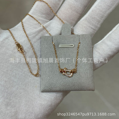 Fred Horseshoe Mini small size Full of Diamond Gifts Ins Lucky Small Bracelet Nautical Buckle Bracelet Necklace