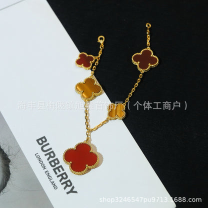 V High Version Hot-Selling New Fashion Versatile 6-Flower Irregular Clover Bracelet Necklace for Women Light Luxury Fashion Beautiful