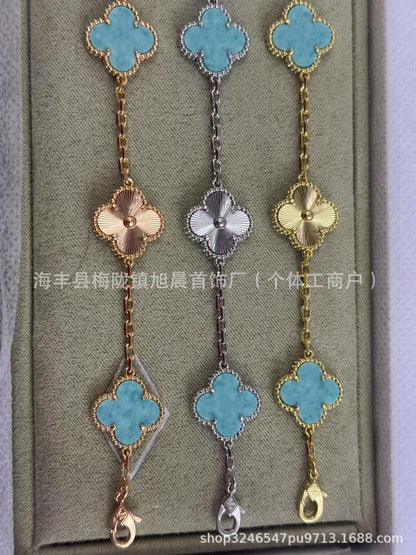 Vanjia V Gold Laser Series Clover Bracelet for Women, Personalized Versatile Fashionable New Jewelry