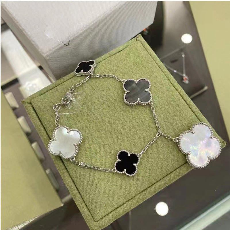 V High Version Hot-Selling New Fashion Versatile 6-Flower Irregular Clover Bracelet Necklace for Women Light Luxury Fashion Beautiful