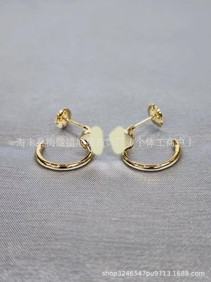 2025 Summer New Trendy Ins European and American Personalized Card Home Nail Full Diamond Earrings High Version Manufacturer Wholesale