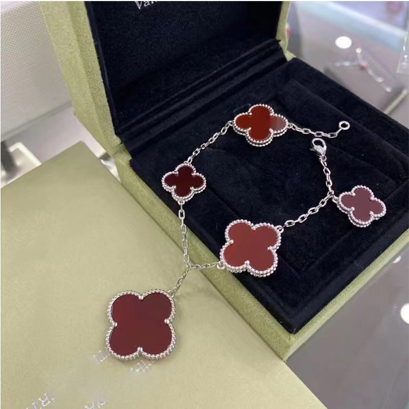 V High Version Hot-Selling New Fashion Versatile 6-Flower Irregular Clover Bracelet Necklace for Women Light Luxury Fashion Beautiful