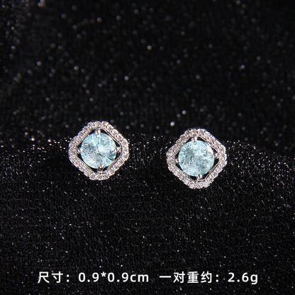Set of Zircon Cross-Border Aliexpress Crystal Square Diamond Full Diamond Perfume Bottle Necklace Women's Jewelry Earrings Hot Selling Earrings