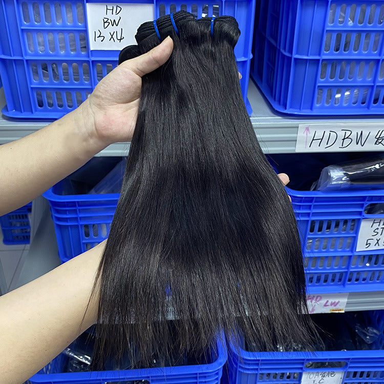 Real Human Hair Wig Full Human Bone Straight Hair Hair Curtain Bundles Human Hair Wig Manufacturer Spot Export