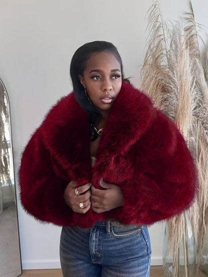 S391303 Autumn and Winter New Style Ladylike Style Lapel Artificial Fur Effect Short Jacket