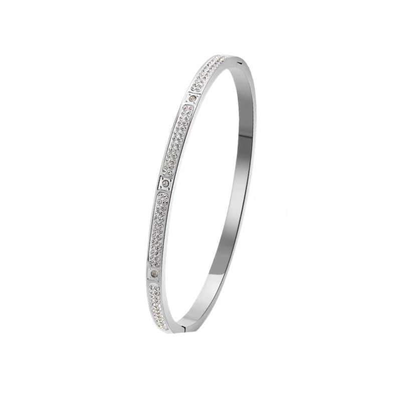 Cross-border Stainless Steel Bracelet Women's High-grade Electroplated Circle Bracelet Diamond Light Luxury Titanium Steel Fashion Jewelry