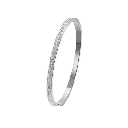 Cross-border Stainless Steel Bracelet Women's High-grade Electroplated Circle Bracelet Diamond Light Luxury Titanium Steel Fashion Jewelry