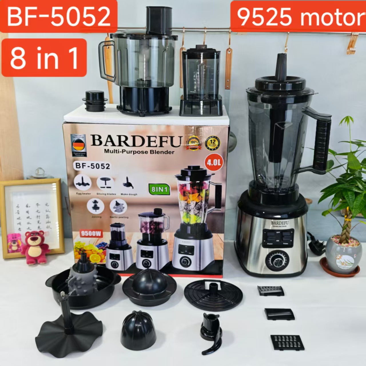 4Lblender Cross-Border North American Stainless Steel Food Processor Large Capacity Blender Juicer Mixer Meat Grinder