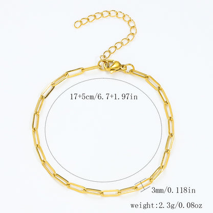 Stainless Steel Bracelet 18K Gold Vacuum Plating Furnace Versatile Simple Everyday Basic Bracelet Color-Preserving Jewelry