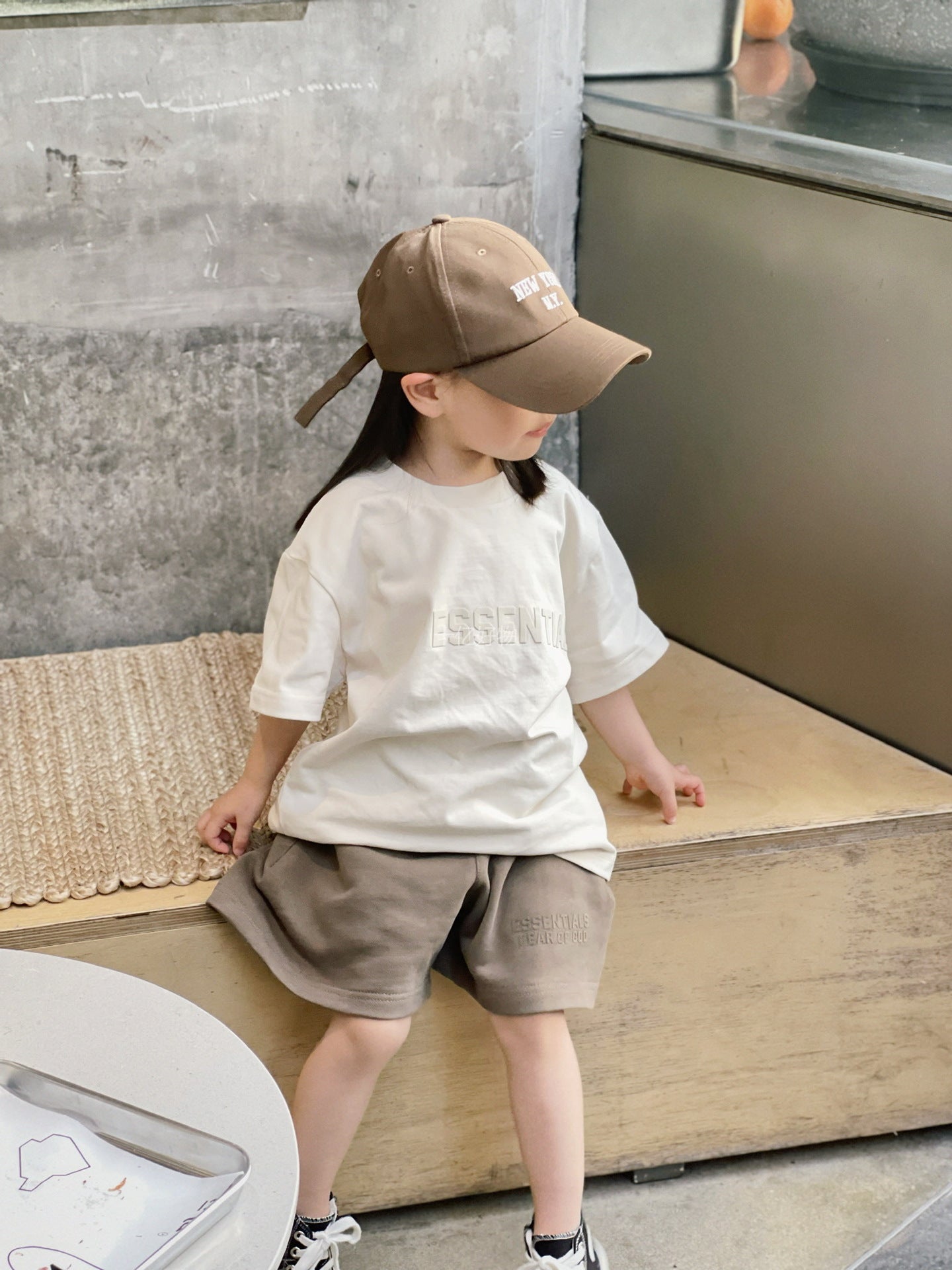 ESSENTIALS Children's Pure Cotton Short-sleeved T-shirt Summer High School Children's Summer Dress Fashionable Brand Fried Street T-shirt Western Style Children's Dress