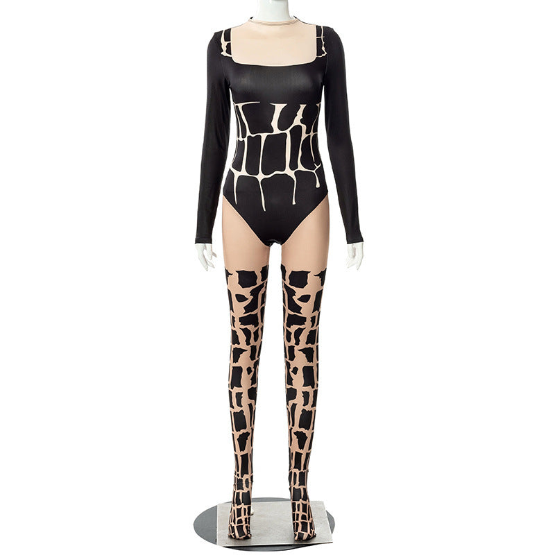 M21JP593 European and American Women's 2021 Winter New Round Neck Long Sleeve Sexy Tight Leggings Women's Pants