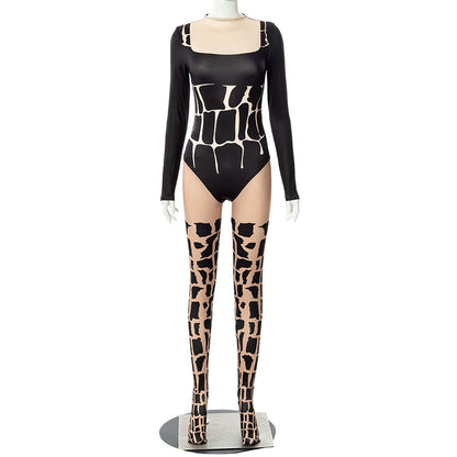 M21JP593 European and American Women's 2021 Winter New Round Neck Long Sleeve Sexy Tight Leggings Women's Pants