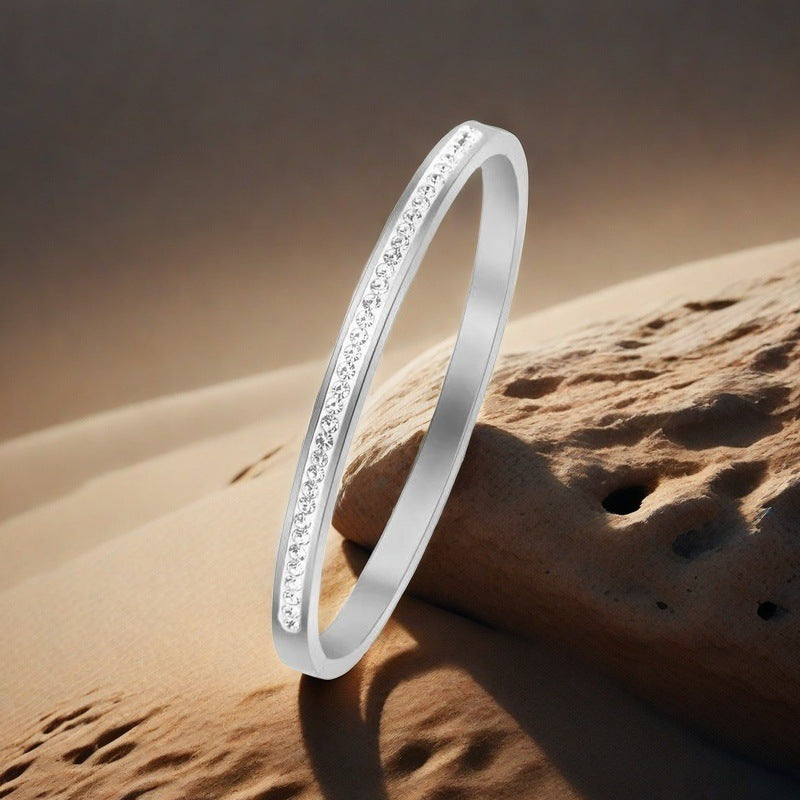 Cross-border Stainless Steel Bracelet Women's High-grade Electroplated Circle Bracelet Diamond Light Luxury Titanium Steel Fashion Jewelry