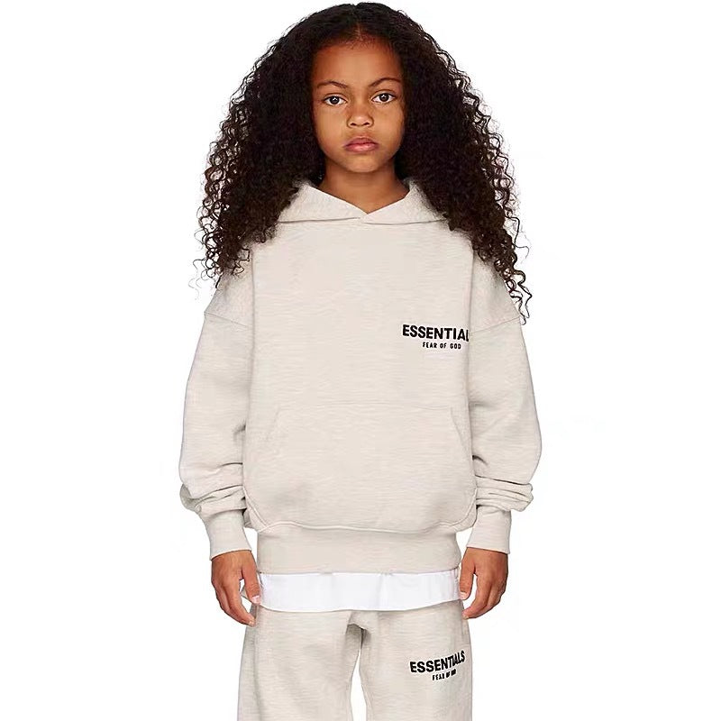 Trendy Brand Children's Clothing Essentials Autumn and Winter Suit Men's and Women's High Street Loose Hooded Fleece Sweater Pants