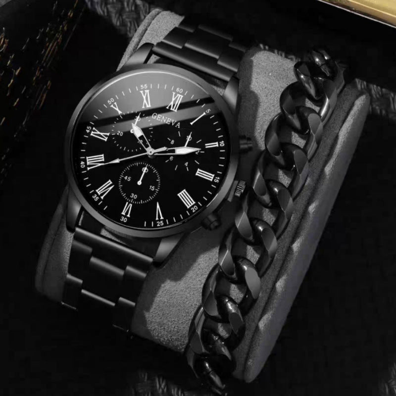 Factory direct sales calendar steel watch men's large dial quartz watch cross-border hot foreign trade men's watches wholesale