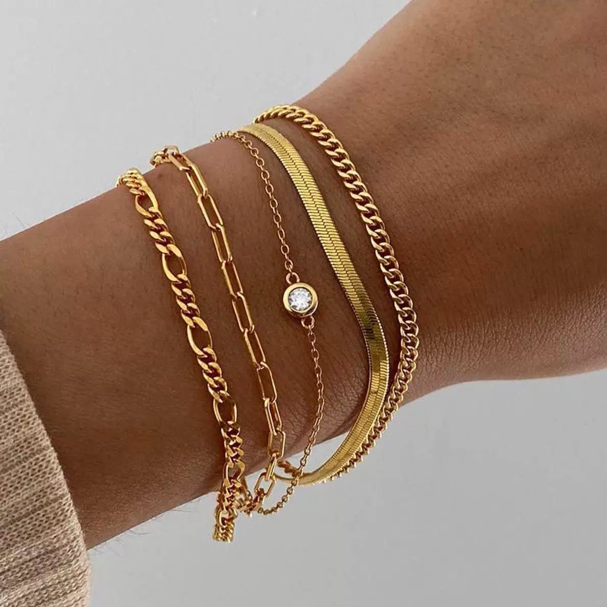 6-Piece Set Bracelets Women's Metal Strip Jewelry Set 6-Pack Hand Suit