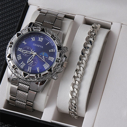 Factory direct sales calendar steel watch men's large dial quartz watch cross-border hot foreign trade men's watches wholesale