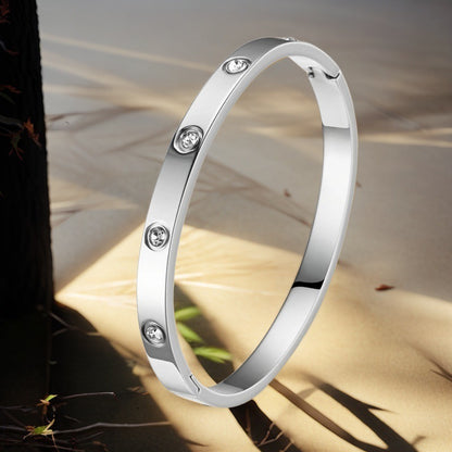 Cross-border Stainless Steel Bracelet Women's High-grade Electroplated Circle Bracelet Diamond Light Luxury Titanium Steel Fashion Jewelry
