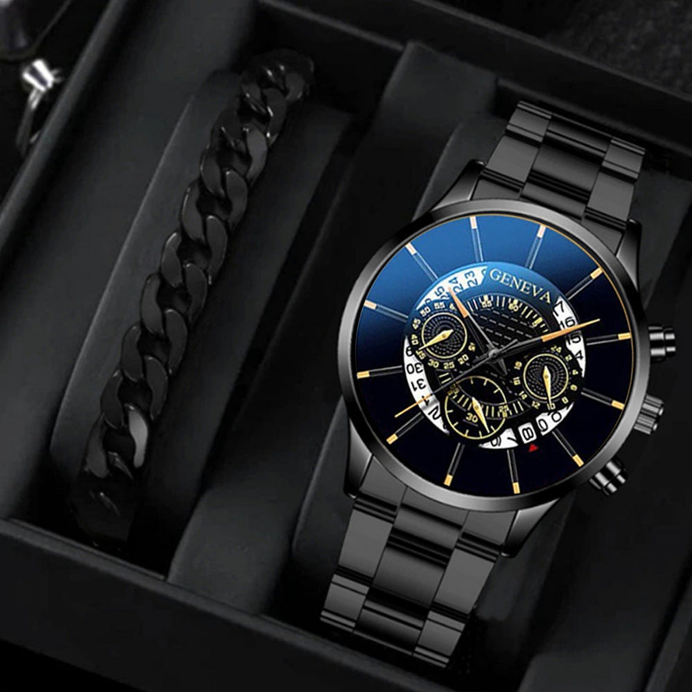 Factory direct sales calendar steel watch men's large dial quartz watch cross-border hot foreign trade men's watches wholesale