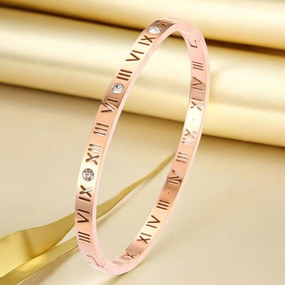 Cross-border Stainless Steel Bracelet Women's High-grade Electroplated Circle Bracelet Diamond Light Luxury Titanium Steel Fashion Jewelry