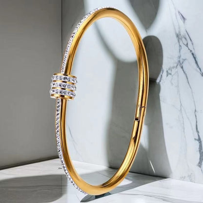 Cross-border Stainless Steel Bracelet Women's High-grade Electroplated Circle Bracelet Diamond Light Luxury Titanium Steel Fashion Jewelry