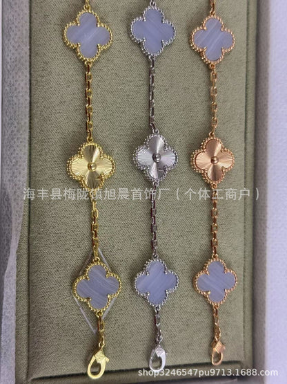 Vanjia V Gold Laser Series Clover Bracelet for Women, Personalized Versatile Fashionable New Jewelry