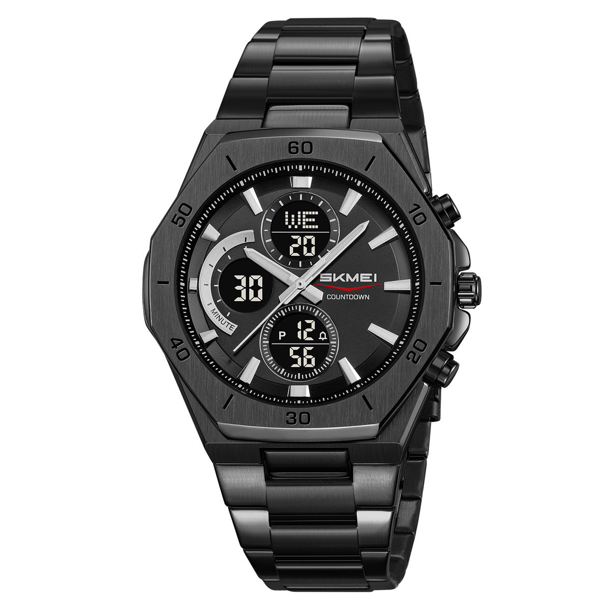 Ums Men's Steel Band Watch Dual Movement Waterproof Luminous Multi-Function Chronograph Watch Foreign Trade Cross-Border Spot Wholesale