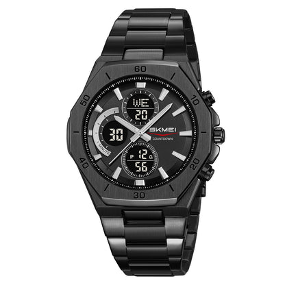Ums Men's Steel Band Watch Dual Movement Waterproof Luminous Multi-Function Chronograph Watch Foreign Trade Cross-Border Spot Wholesale