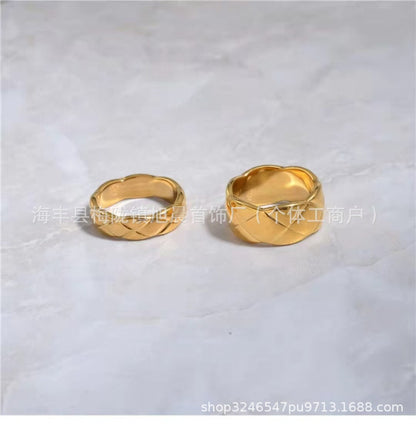 European and American Cross-Border Fashion Wavy Edge Glossy Rhombus Cross Ring Women's Personalized High-End Index Finger Titanium Steel Ring