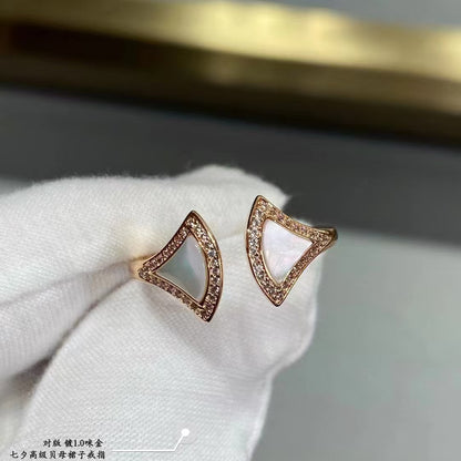 Baojia Fan-shaped Fritillaria Ring Women's CNC Seiko Trendy Fashion Instagram Niche Light Luxury High-grade Skirt Open Ring