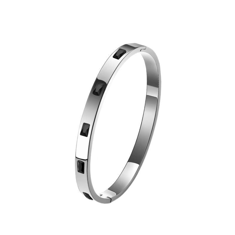 Cross-border Stainless Steel Bracelet Women's High-grade Electroplated Circle Bracelet Diamond Light Luxury Titanium Steel Fashion Jewelry