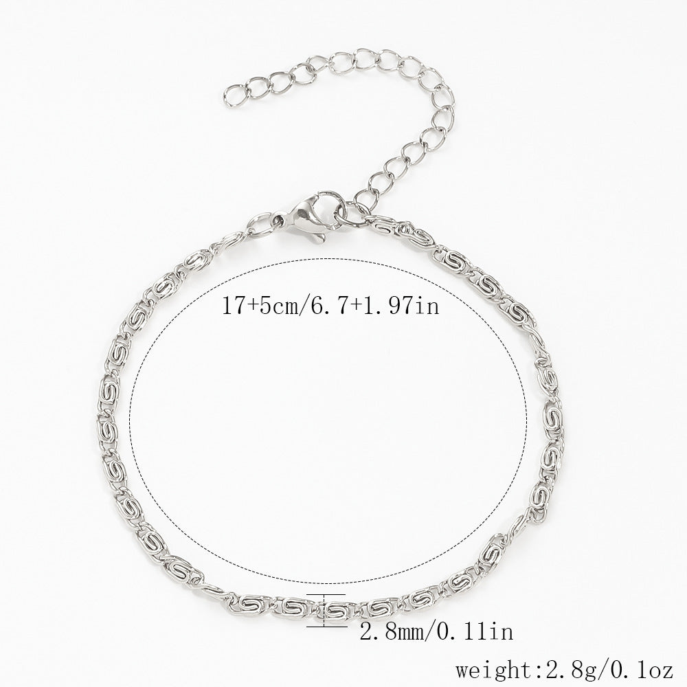 Stainless Steel Bracelet 18K Gold Vacuum Plating Furnace Versatile Simple Everyday Basic Bracelet Color-Preserving Jewelry